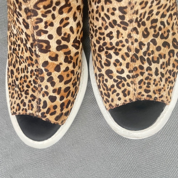 Cecelia New York Gianna Leopard Wedge Peep Toe Adjustable Ankle Strap Sandals - Picture 9 of 12